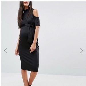 ASOS Maternity Black shoulder dress